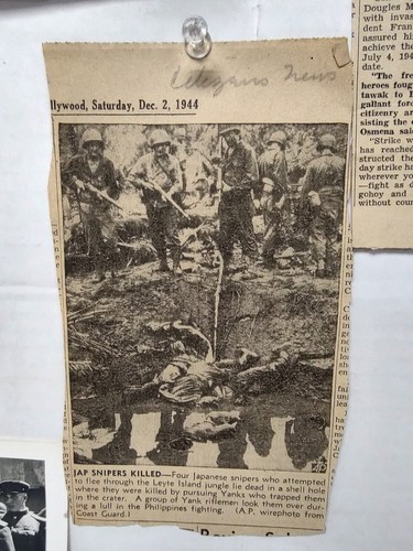 Three Original Vintage WWII Photos with Newspaper Clippings - Picture 11 of 16