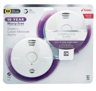   2-Pack Kidde P3010CU 10-Year Worry Free Combination Smoke and CO2 Detector  