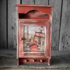 Vintage Skrzynka na klucze Dom wiejski Shabby Retro Drewniana szafka na klucze Ręcznie robiona