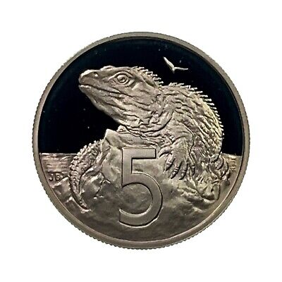 NEW ZEALAND. 1989, 5 Cents - Tuatara Lizard, Frosted Proof NEW ZEALAND. 1989, 5 Cents - Tuatara Lizard, Frosted Proof