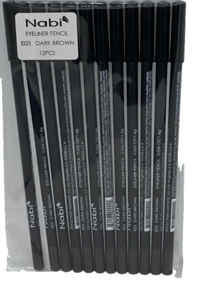 NABI EYELINER PENCIL, E03 DARK BROWN, # 12 PCS, 7.5'' LONG