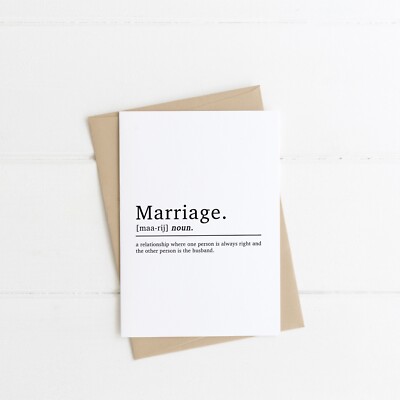 Lustige Hochzeit Definition Karte Jahrestag Grußkarten für Ehemann Ehemann Ihn