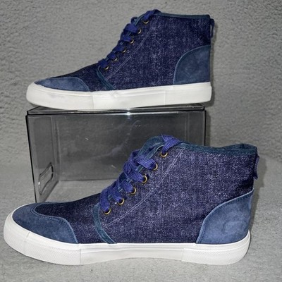 NWT United Colors of Benetton Sneakers Men's Sz 40 Blue Canvas High Top Lace Up