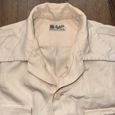 Manhattan Shirt Loop Collar Rayon Wing Collar Vintage 1940s 1950s L/S Mens Large