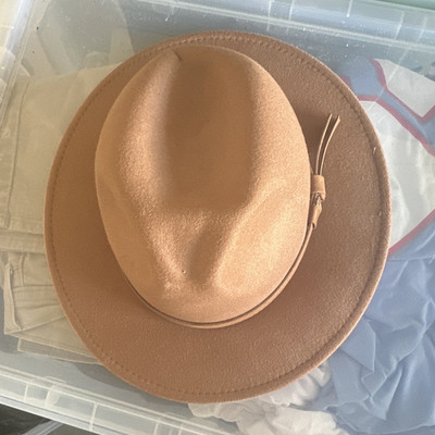 Men's Unbranded Brown Felt Fedora Hat, Solid Pattern, Size M
