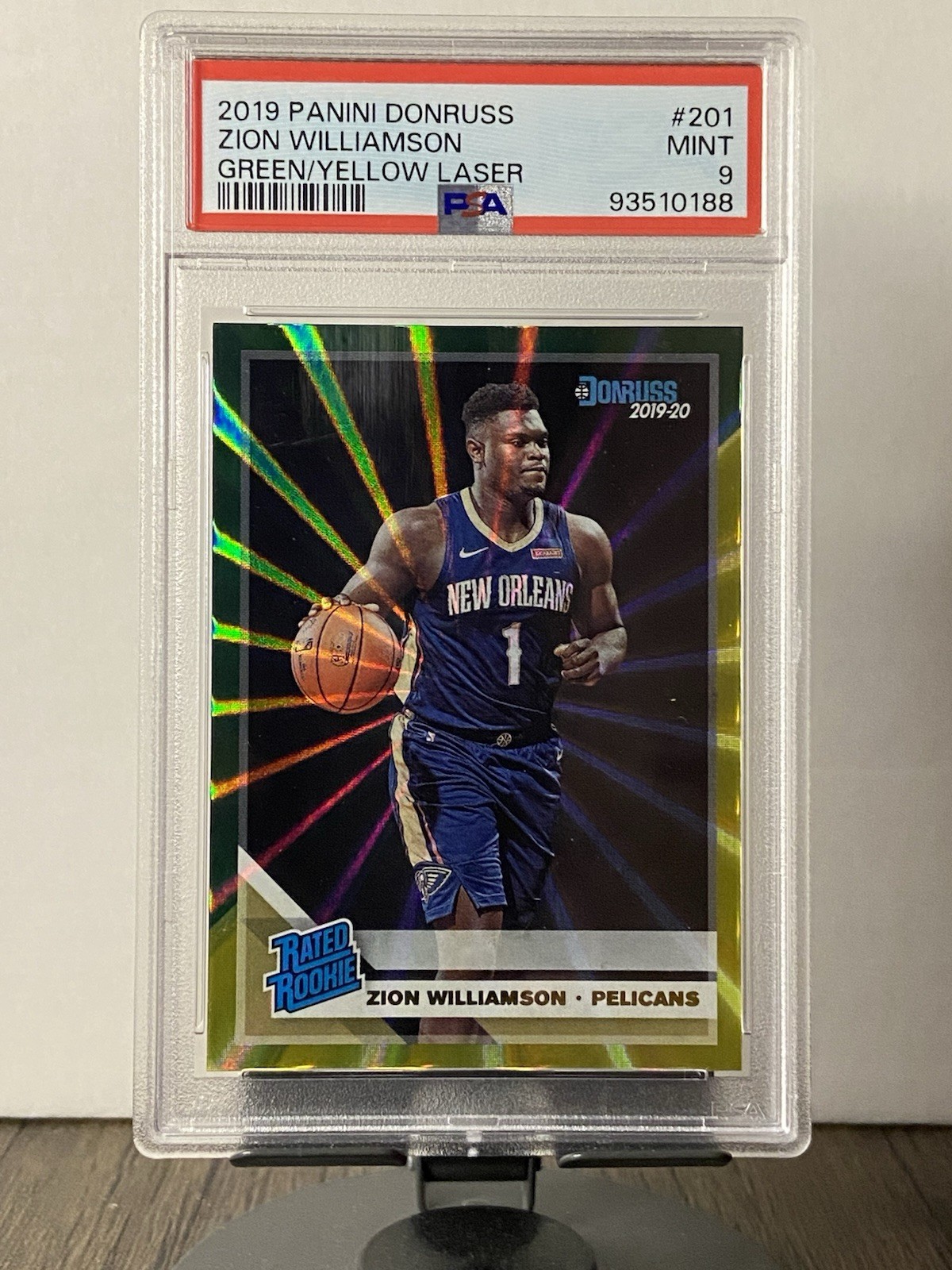 2019-20 Panini Donruss - Rated Rookie Zion Williamson #201 Green & Yellow Laser