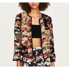 Zara Floral Patchwork Blazer Size Small