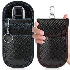 Hoiny 2 Pack Faraday Key Fob Protector, Car RFID Signal Medium, Red Blue