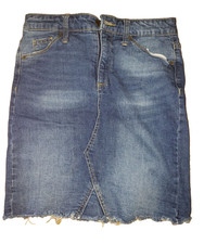 Womens Blue Jeans Denim Skirt Mini - Universal Thread - size 4/27 raw frayed hem