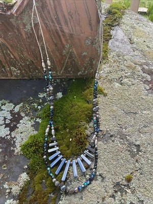 Native American Vintage Liquid Silver Sterling Necklace Two Strands 26 