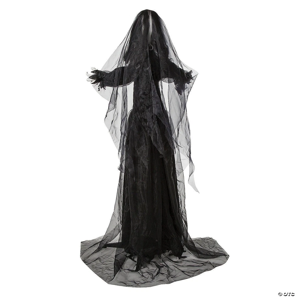 Halloween Animatronic Standing Animated Bride with Black Dress Decoration 5ft. 6 - Bild 3 von 3