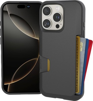 iPhone 16 Pro Wallet Case Slim Protective Credit Card Holder Black Tie Smartish