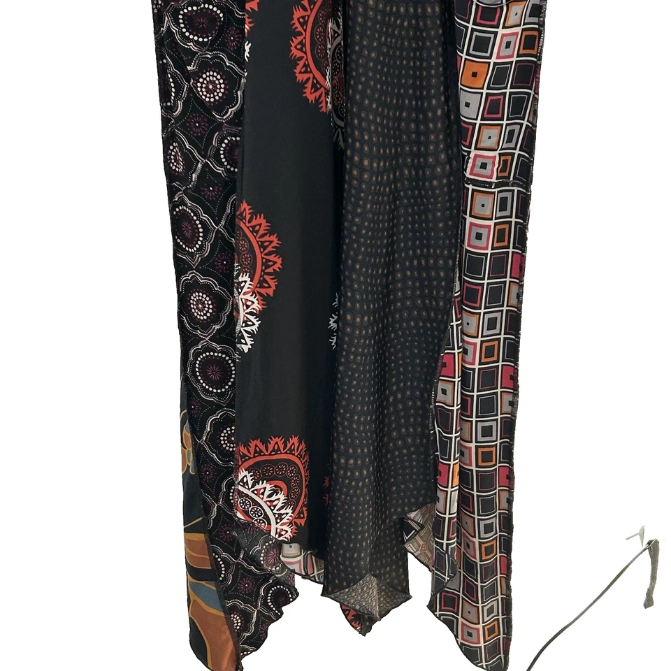Maxi Vestido Hand Jive Talla XS Artístico Arte para Usar Estampado Dobladillo Asimétrico Boho Hippie Foto 3 de 4