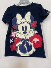 New Disney Navy Minnie Mouse Floral T Shirt Short Sleeve Girls sizes 4T, 5,6,7