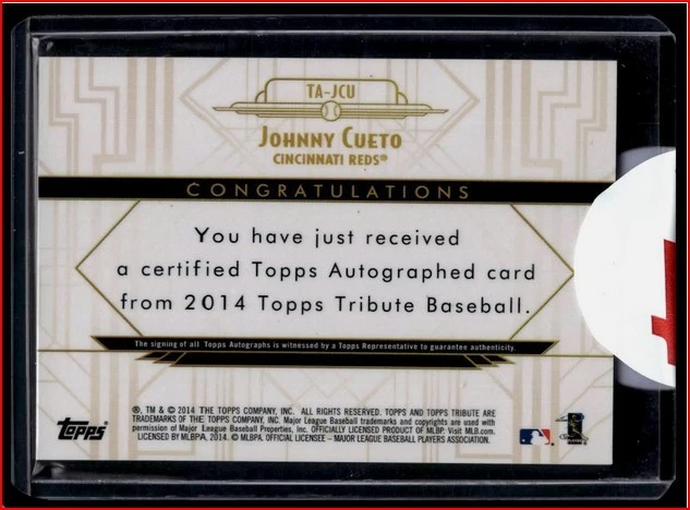 2014 Topps Tribute - Autographs Johnny Cueto #TA-JCU /99 (AU) SEALED REDEMPTION! - Image 2 of 2