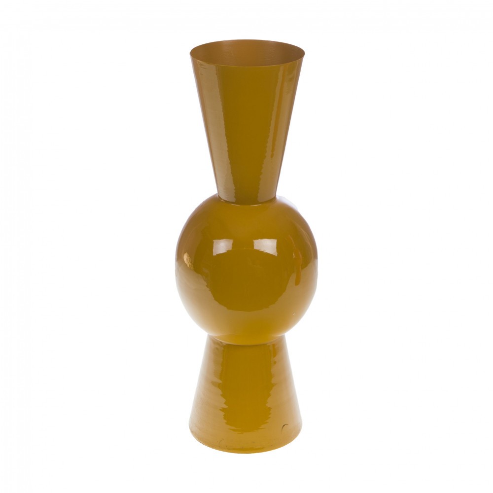 Vase Gatsby moutarde 55 cm en métal Amadeus au design haut de gamme