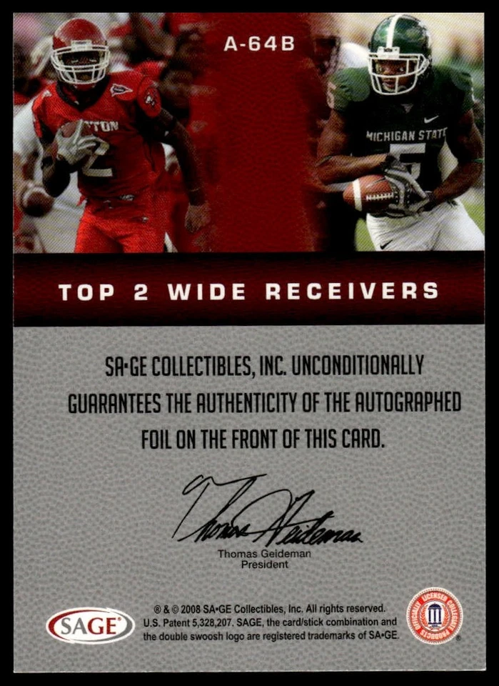 2008 SAGE Squared #A64B Devin Thomas / Donnie Avery Autographs - Image 2 of 2