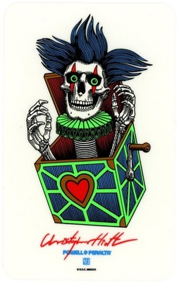 Powell Peralta Skateboard Sticker Chris Hiett Skull Bunt Transparent 9,5x15,5cm