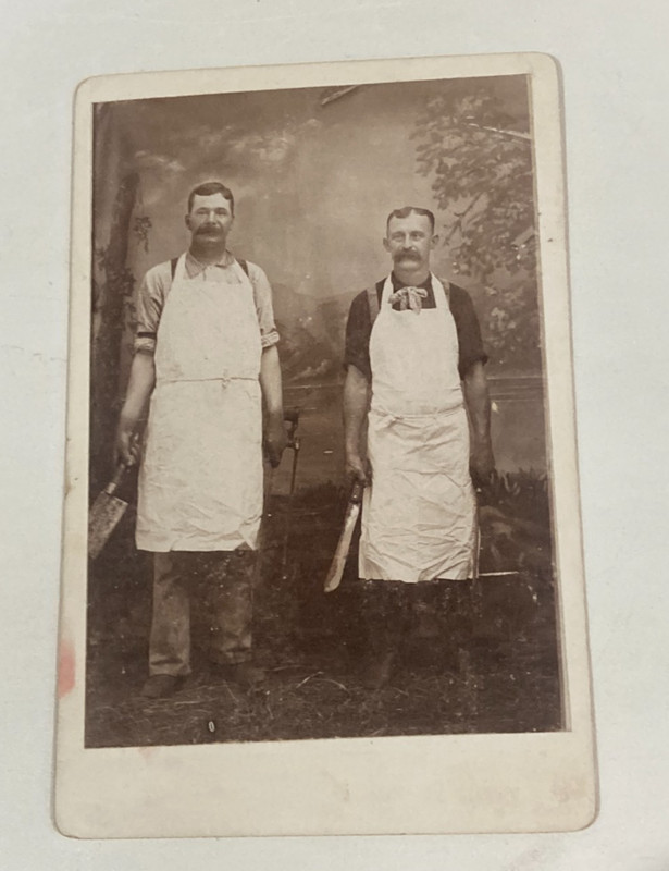 Antique Cabinet Card Photograph Two Butchers - Circa 1910s Excellent Condition