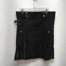 Cloud Kilt Mens Black Gray Plaid Scottish Hybrid Utility Highlander Skirt 38
