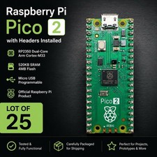 Raspberry Pi Pico 2 RP2350 w/ Pre-Soldered Headers (Lot of 25)