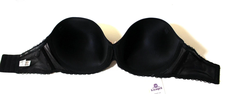 Sujetador b.tempt'd Pushup Faithfully Yours sin tirantes UW talla 34DD negro venta al por menor $40 Foto 3 de 3