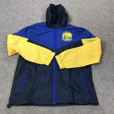 Golden State Warriors Jacket Mens Medium Hooded Windbreaker Blue NBA Basketball