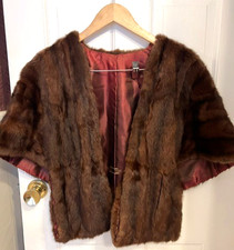 Vintage 1950's Sable Brown Stripe Mink Fur Stole Wrap w/silk lining BEAUTIFUL
