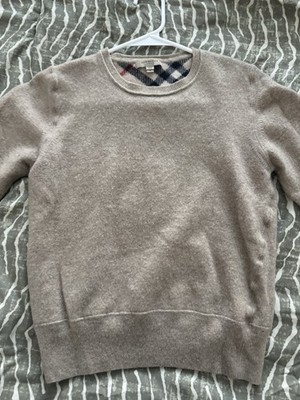 Burberry London Women s Beige Knit Crew Neck Pullover Sweater Long Sleeve S