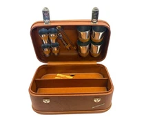 Vintage Continental Travel Bar Mini Bar Cocktail Set Carrier W/ Keys Mid Century