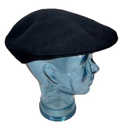 Kangol Black 100% New Wool 504 Fitted Flat Cap Hat Size X-Large CA01474