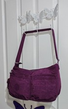Kipling Medium/Large Crossbody/Shoulder Bag Purple,Furry Monkey Charm Preowned.
