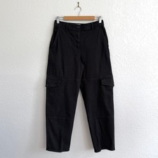 Aritzia Wilfred Free Maeve Cargo Pants Black High Waisted Tapered Utility Size 6