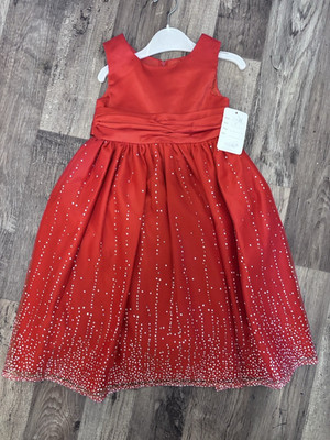 Girls Dress Red Size 2 GLITTER Ball Prom Quinceanera Gown Flower Girl NEW