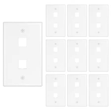 10 PCS 2 Port Keystone Wall Plate Low Profile Ethernet For Keystone White