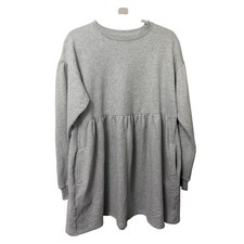 American Eagle Women XS Heather Gray Babydoll Sweatshirt Dress Fleece Pockets