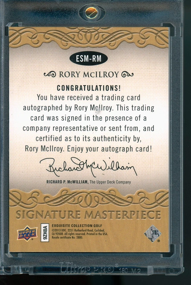 2014 EXQUISITE COLLECTION RORY MCILROY SIGNATURE MASTERPIECE GOLD INK AUTO RC - Image 2 of 2