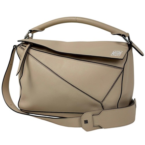 Loewe Puzzle bag Hand Bag 2WAY Anag Lamb leather Beige Women