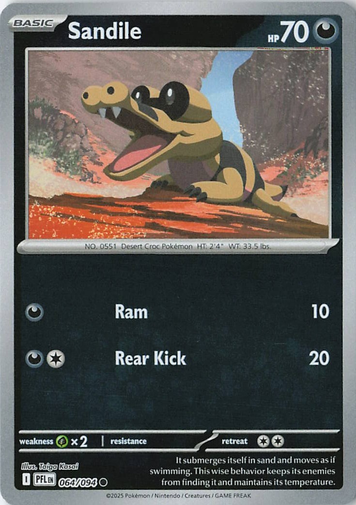 Sandile Reverse Holo ME02: Phantasmal Flames 064/094 NM