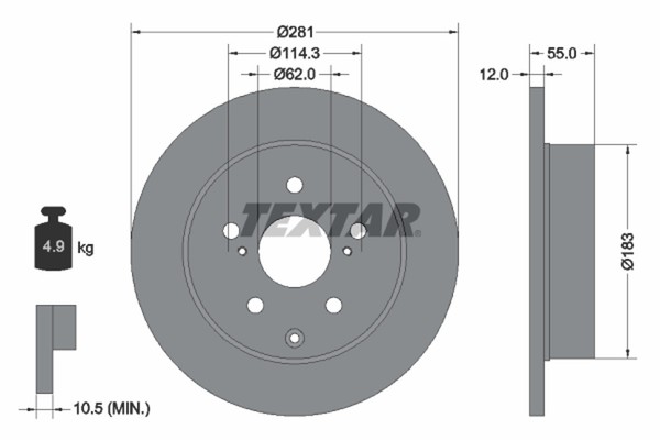 2X Textar Bremsscheibe PRO 92162103 FüR RAV Toyota HS ANF10 Lexus 4 3 VAN ZSA35_-image