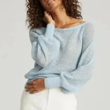 REISS Laurie Open-Knit Alpaca-Wool Blend Women's Off Shoulder Sweater Size Small