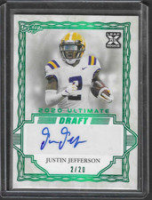2020 Leaf Ultimate Emerald Draft Autograph JUSTIN JEFFERSON /20 RC Rookie AUTO