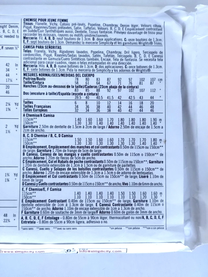 9877 Simplicity Sewing Pattern Misses Western Top Shirt Uncut Sz 6-12 Vintage - Image 3 of 4