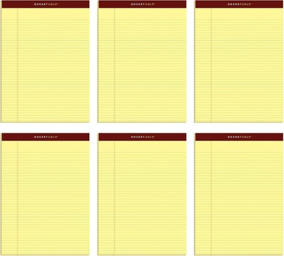 TOPS 8.5 x 11 Legal Pads, 6 Pack, Premium Docket Gold Brand, Narrow, Canary 
