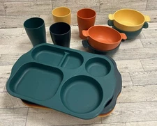 Wheat Straw Dinnerware Set with Divided Plates, Cups, & Bowls - 12 Piece Set