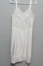 Vintage Rogers 60s-70s White Lace Trim Adjustable Strap Full Slip Size 38 Large