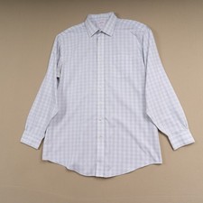 Brooks Brothers 346 Dress Shirt Mens 17.5 6/7 Blue Check Regular Fit Non Iron