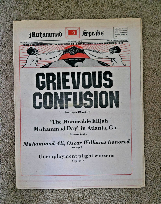 1975 Muhammad Speaks Newspaper: "Grievous Confusion." Nation of Islam.