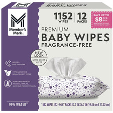 Member's Mark Premium Baby Wipes, Fragrance Free, 12 pk., 1152 Wipes