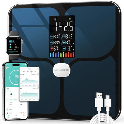Wiederaufladbar Körperfettwaage, LED Personenwaage Digital Mit Körperfett Und Mu